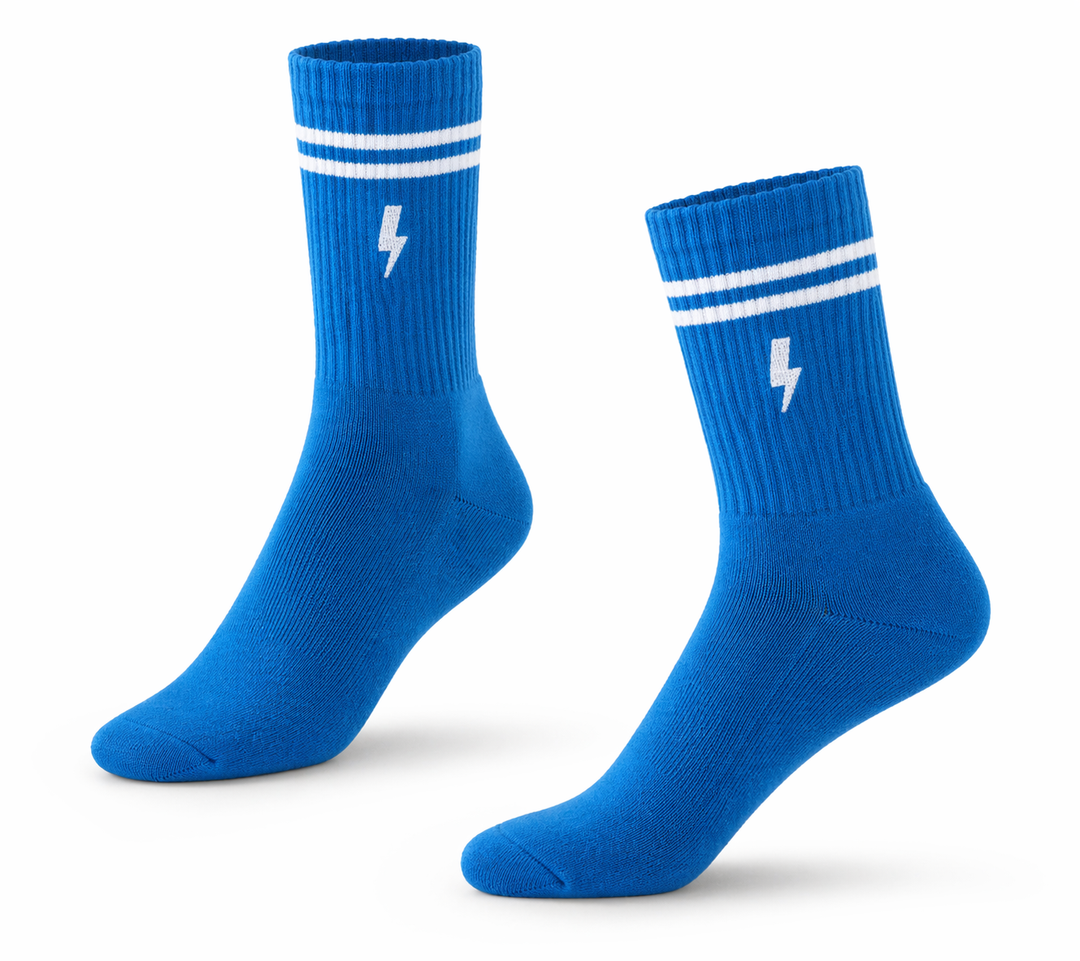 Blue Lightening Bolt Fonzie Abbott Socks
